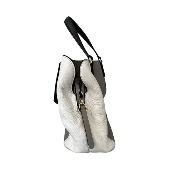 Kate Spade 3 Compartment Satchel Gray Cream Color Block Handbag Purse Crossbody - Picture 5 of 7